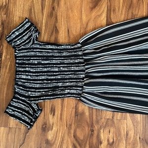 Blue Rain black and white striped jumpsuit